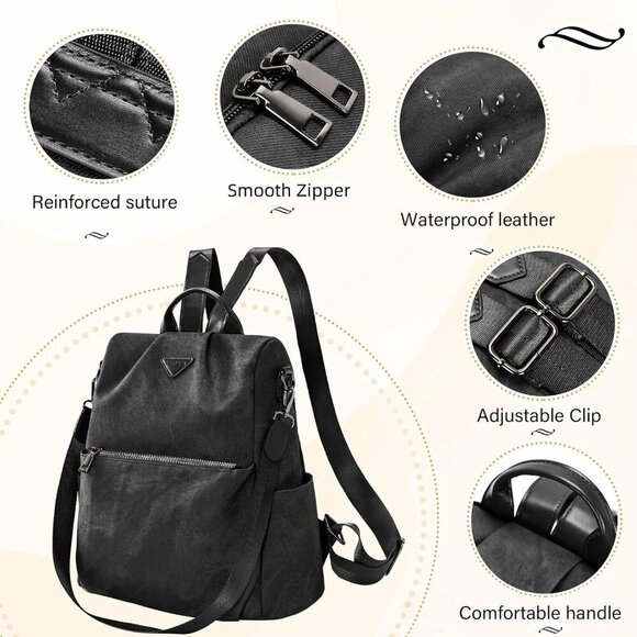 Women Backpack Purse Anti-Theft Vegan Leather Small Casual Daypack Shoulder Mini - Picture 6 of 9